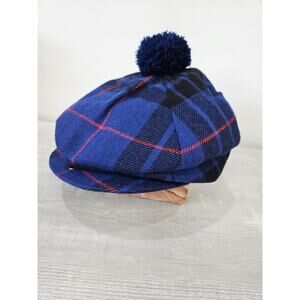 Vintage Hats of Ireland Castlebar Fox Hunter BluePlaid Pom Pom 6 5/8 - 6 3/4